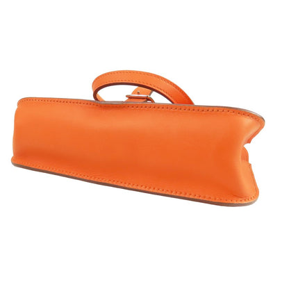 Hermes Halzan Mini Orange Silver Swift 2-Way Shoulder Bag — view 3