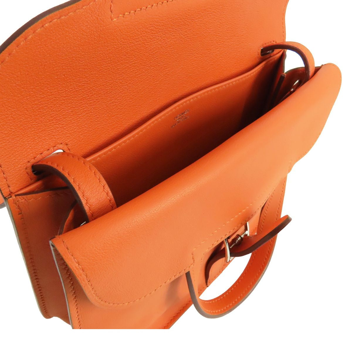 Hermes Halzan Mini Orange Silver Swift 2-Way Shoulder Bag — view 4