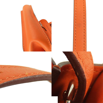 Hermes Halzan Mini Orange Silver Swift 2-Way Shoulder Bag — view 8
