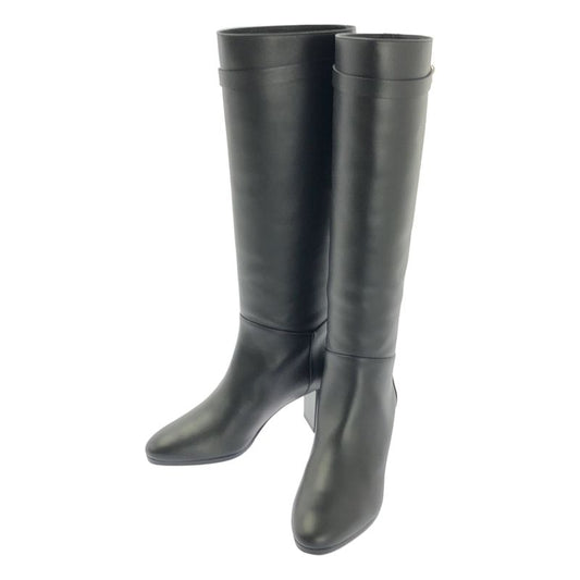 Hermes Story Kelly Hardware Leather Long Boots - 37 - Black - Women's