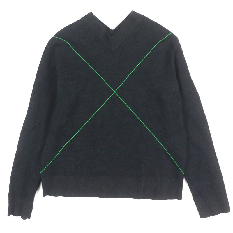 Bottega Veneta 2021 Cross Stitch V-Neck Knit Sweater