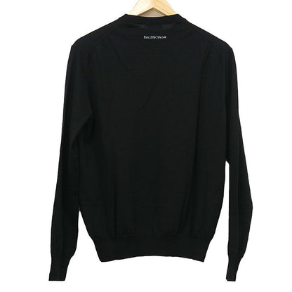 Balenciaga Back Logo Crew Neck Knit 534419 Size S Black