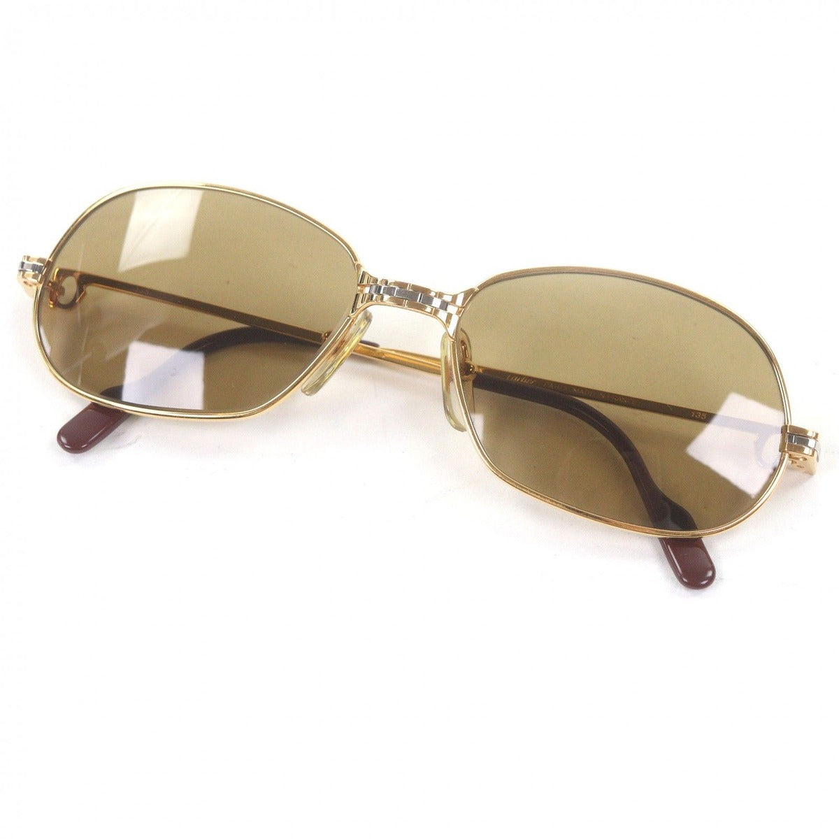 Cartier Vintage Maillon Panthere Sunglasses Gold Bordeaux 56 17 with Case