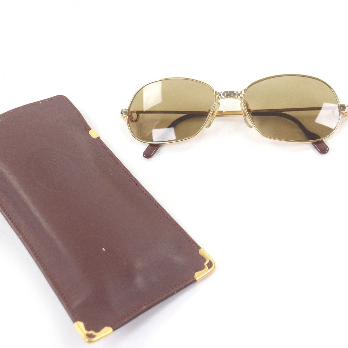Cartier Vintage Maillon Panthere Sunglasses Gold Bordeaux 56 17 with Case — view 2