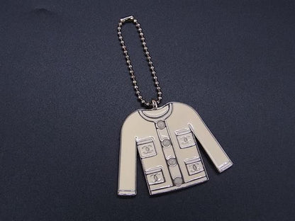 Chanel Coco Mark Key Holder Strap Charm Women's Cream Fd2820