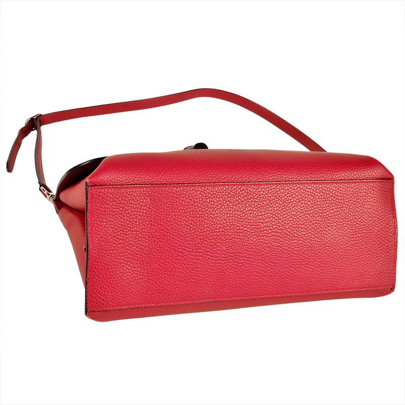 Gucci Daily Handbag 2WAY Leather Bamboo 370831 Red Silver Hardware Women