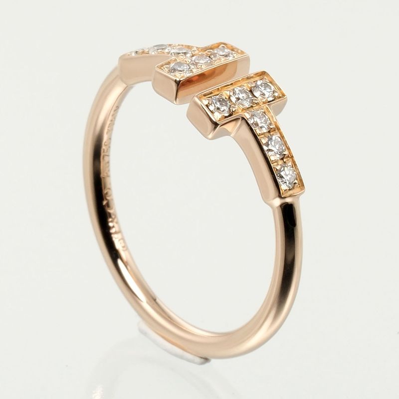 Tiffany & Co T-wire 18K Pink Gold And Diamonds Size 6.5 Ladies' 2.1 G Ring
