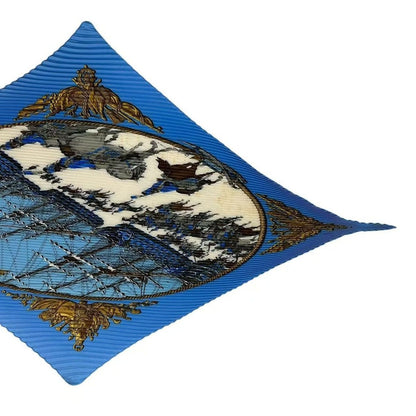 Hermes Scarf Silk Pleated Marine ET Cavalerie Sea and Cavalry Blue — view 3