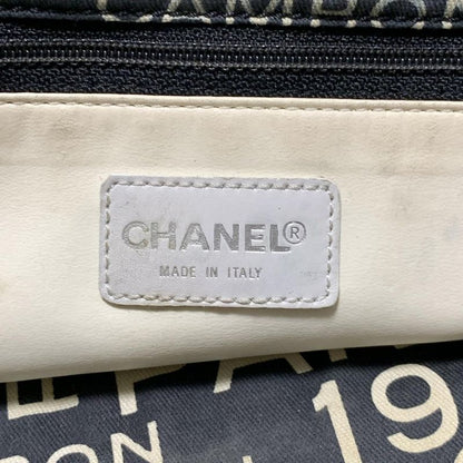 Chanel Tote Bag Vichy Line Ivory×dark Gray Cotton
