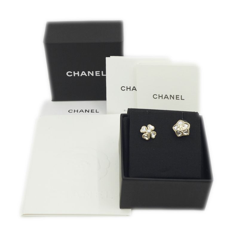 Chanel Abg272 Coco Mark Flower Earrings Star Pair I25B Earrings Gold