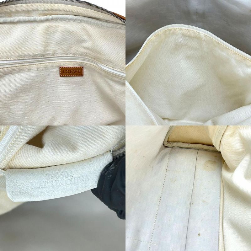 Loewe Tote Bag Anagram Canvas Leather Beige Brown Silver Hardware Business Bag