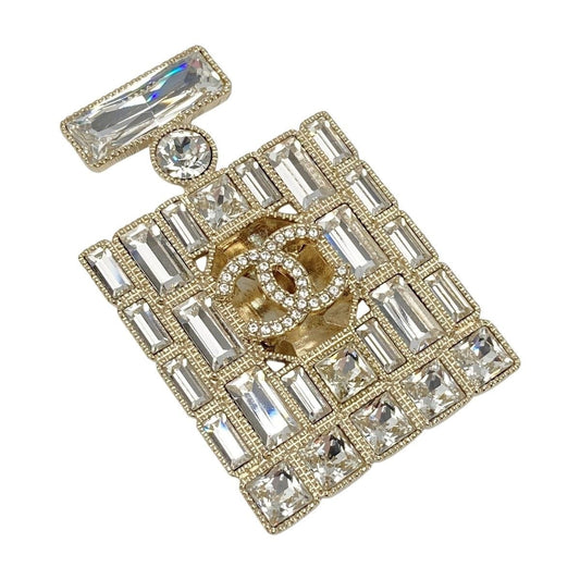 Chanel Coco Mark Perfume Bottle Motif Brooch B24 C Gold GP Rhinestone