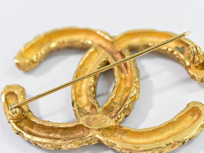 Authentic Chanel Coco Mark Brooch GP Gold Plated Coco Mark Accessories Jewelry