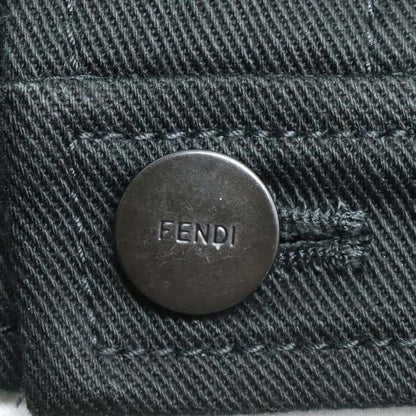 Fendi Denim Jacket Black Fw1048 50 Openwork Logo Men's Preowned