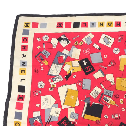 Chanel Tagged Camellia Stationery Pattern Silk Scarf — view 2