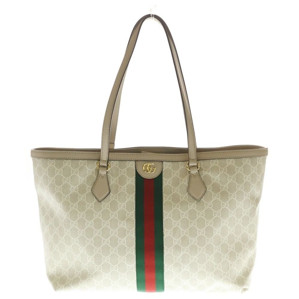 Gucci GG Supreme Ophidia Tote White Ivory Leather Gold