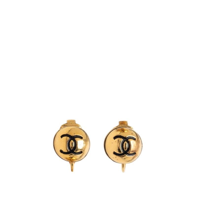 Chanel CC Logo Earrings Gold Plated