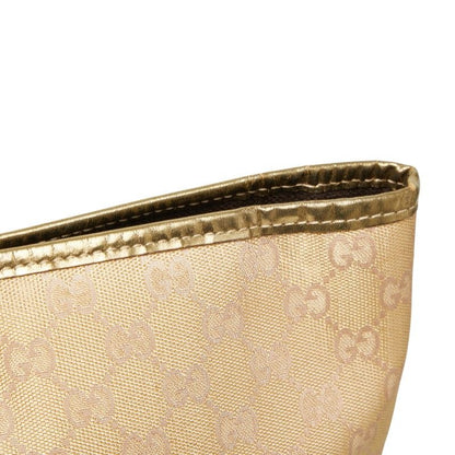 Gucci GG Canvas Handbag Tote Bag 267474 Beige Gold Canvas Leather Ladies Gucci