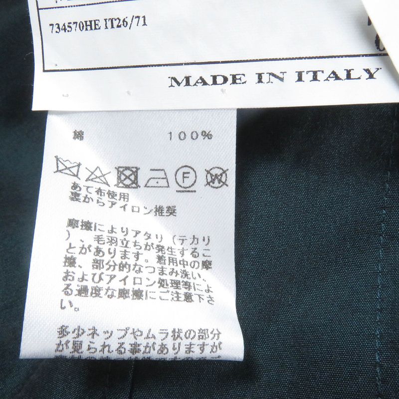 Hermes Cotton Single Ancon Jacket Tailored Jacket Bleather Green 48 Made In