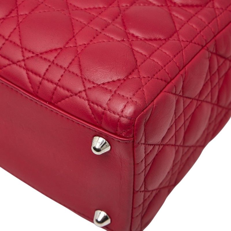 Dior Lady Dior Cannage Large Handbag Shoulder Bag 2WAY Red Leather Women's Dior