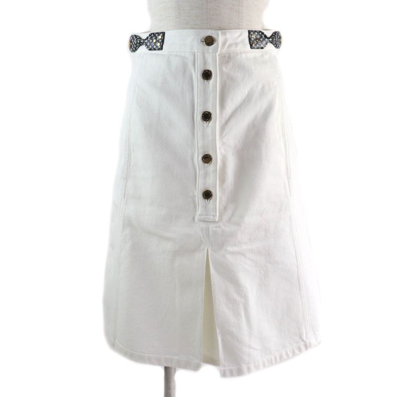 Louis Vuitton 100% Cotton Monogram Ribbon With Logo Button Front Slit White