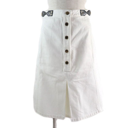 Louis Vuitton 100% Cotton Monogram Ribbon With Logo Button Front Slit White