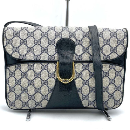 Gucci 378 001 Shoulder Bag GG Supreme Leather Navy Old Gucci Vintage Ladies Men