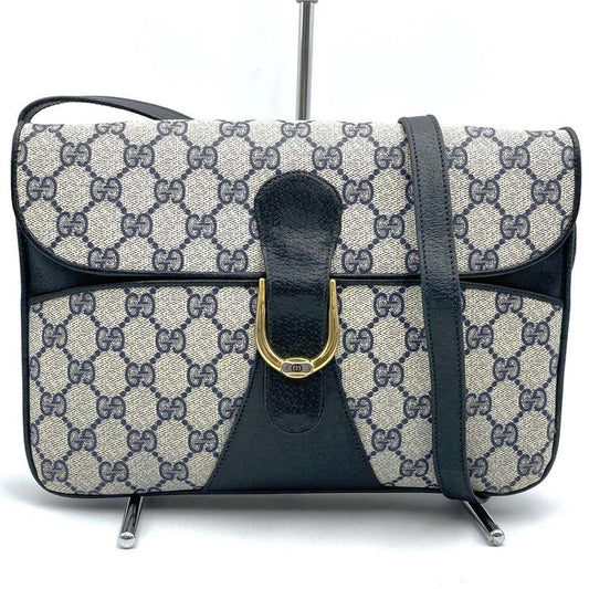 Gucci 378 001 Shoulder Bag GG Supreme Leather Navy Old Gucci Vintage Ladies Men