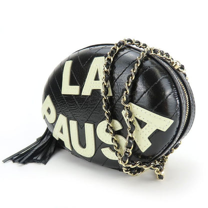 Chanel Shoulder Bag La Pausa Leather Black Gold Hardware V Stitching 26th Chain