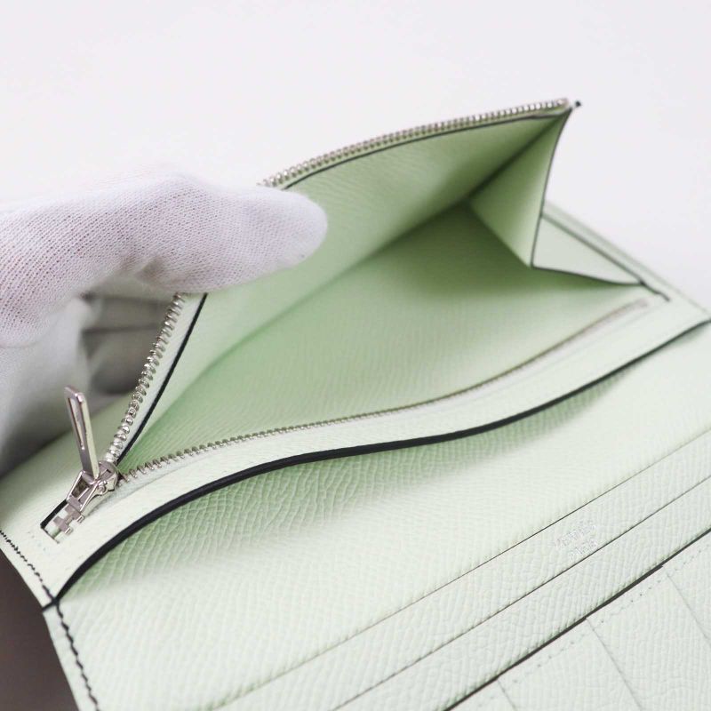 Hermes Bearn Souffle Verso Blue Prus/vert Fizz Silver Hardware Vaux Epson Long