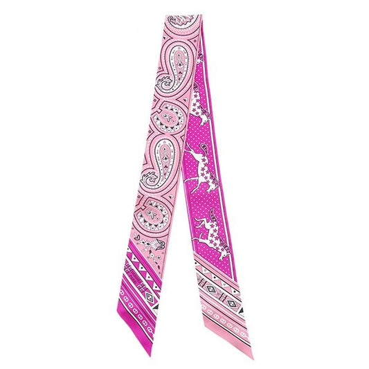 Hermes Scarf Twilly Silk Fuchsia Vieux White Cheval de Coeur