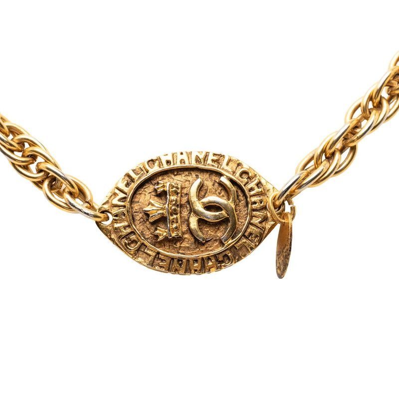 Chanel CC Logo Long Necklace Gold Plated