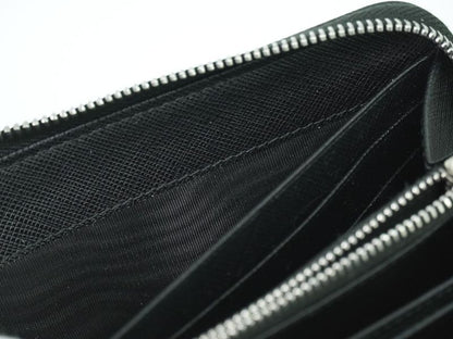 Authentic Prada Saffiano Leather Round Zipper Long Wallet Long Wallet Black