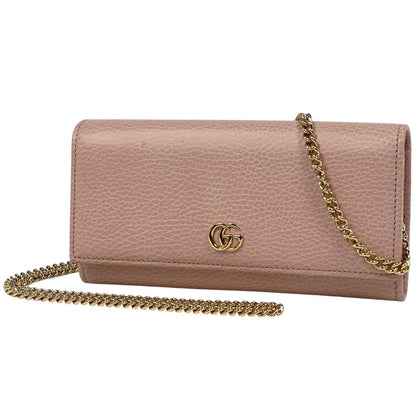 Gucci GG Marmont Chain Wallet Double Leather Pink