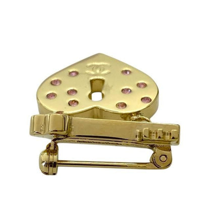 Chanel Brooch Coco Mark Heart Key Color Stone Pink Gold 02P