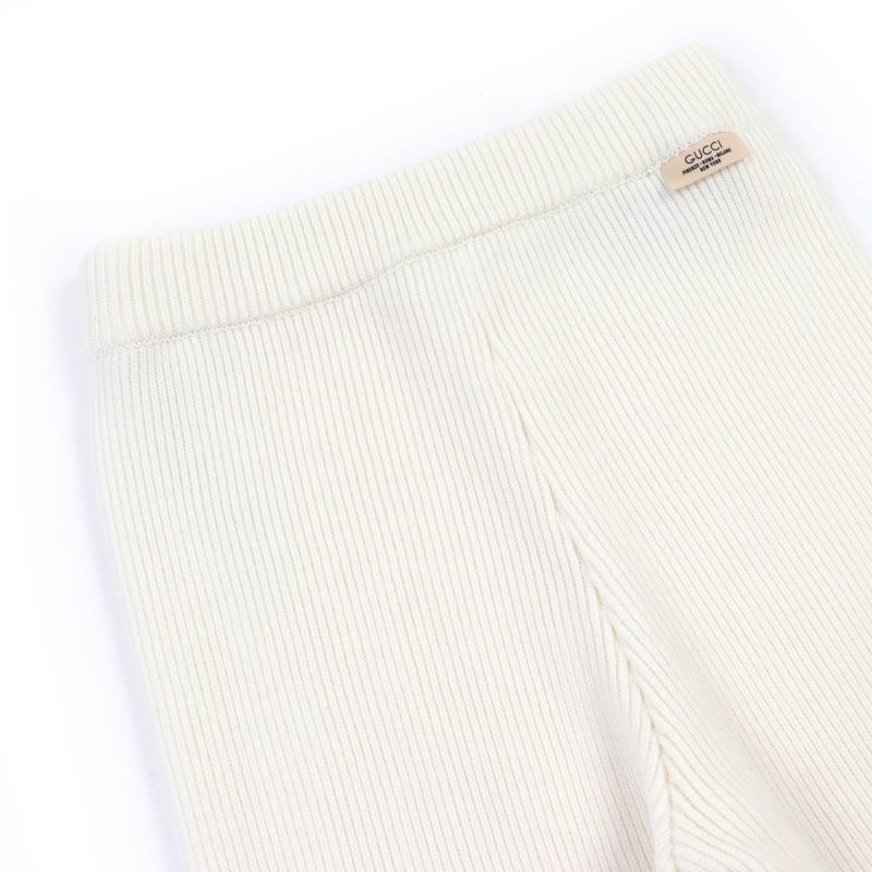 Gucci 758097 Wool Knit Pants With Logo Bottoms White S Genuine