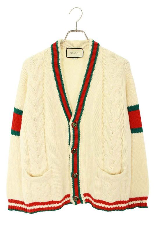 Gucci 21AW 497037 X1561 Oversized Cable Knit Cardigan Men's XS