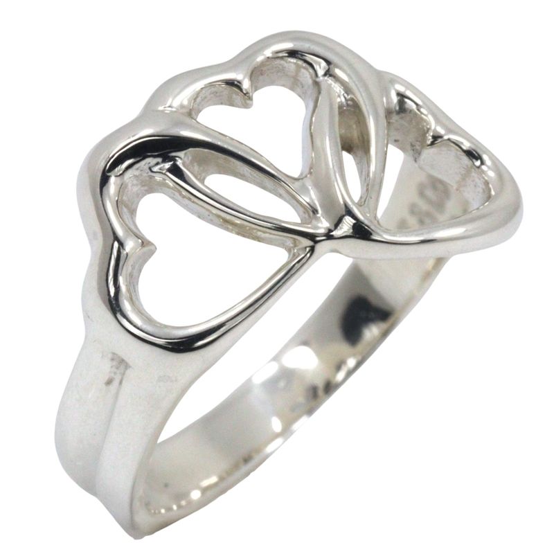 Tiffany & Co Triple Heart Silver 925 Size 10.5 Ladies' 2.8g Ring