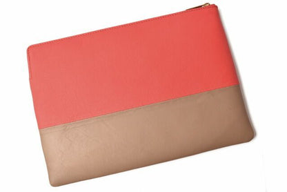 Celine Clutch Pouch Clutch Bag Ipad Case Celine Bicolor Primary Red Beige 100093