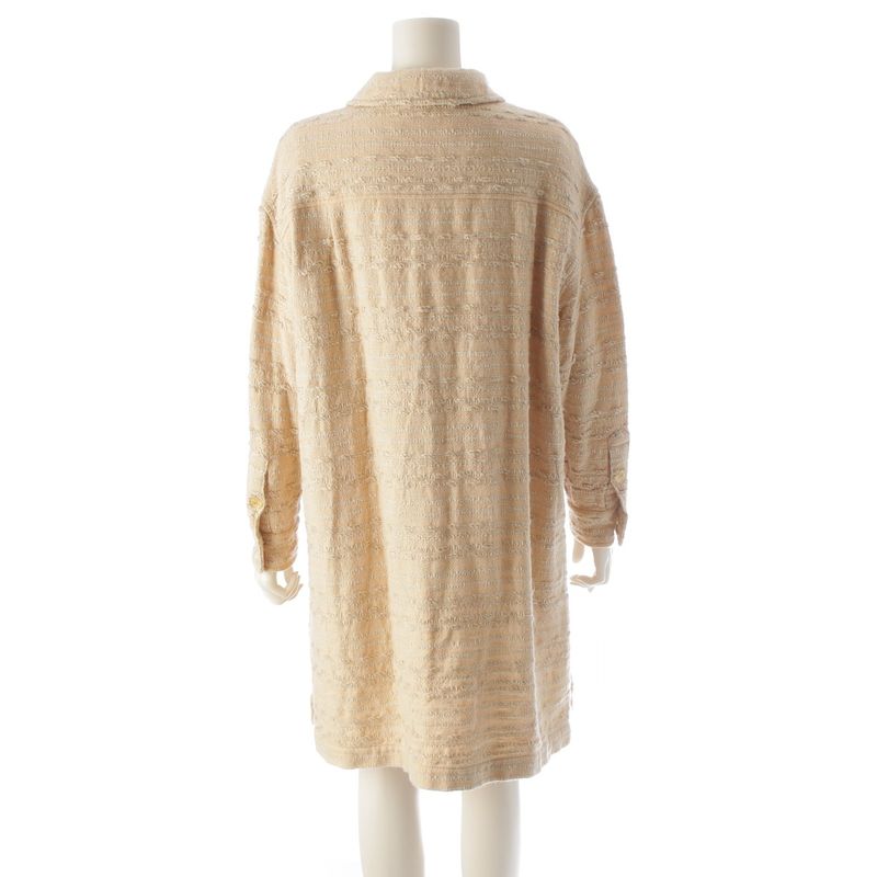 Chanel 99A Wool Cotton Tweed Stencil Collar Coat Outerwear P13844 Yellow 36