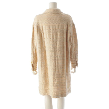 Chanel 99A Wool Cotton Tweed Stencil Collar Coat Outerwear P13844 Yellow 36