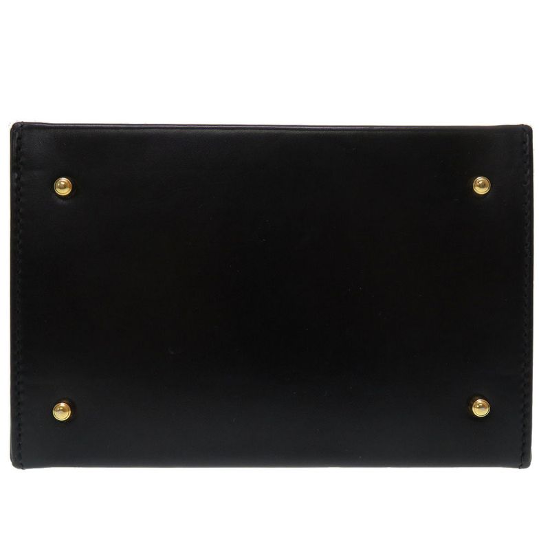 Gucci Lady Lock Leather Black Gold Hardware 000 01 0246 Vanity Bag Handbag
