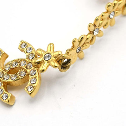 Chanel Coco Mark Flower Rhinestone Earrings I23/a Flower Gold Color H18867