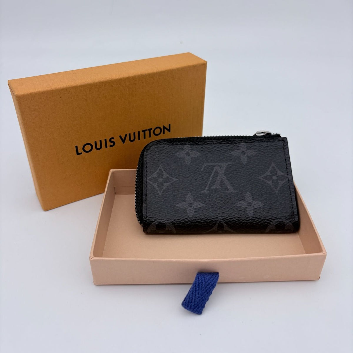 Louis Vuitton Monogram Eclipse Porte-Monnaie Joule Coin Purse Black Gray