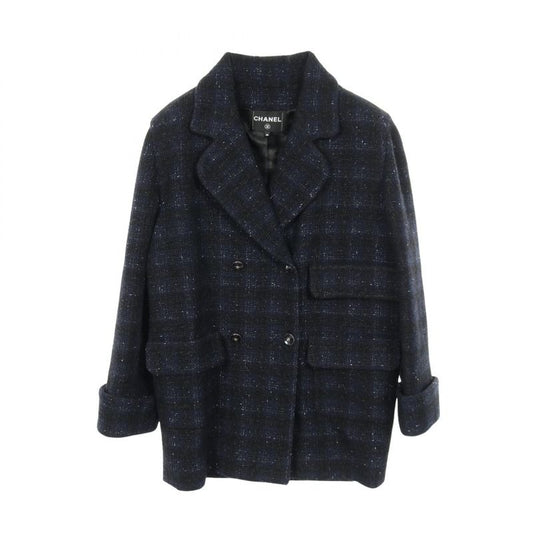Chanel Bijou Lion Button Iridescent Wool Tweed Double Breasted Nylon Coat