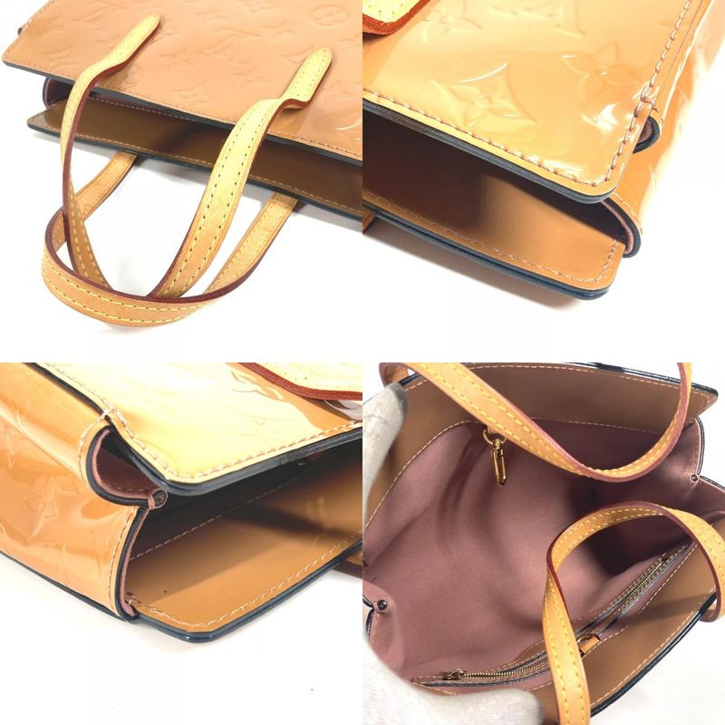 Louis Vuitton Tote Bag Katharina BB M90015 Monogram Vernis Rose Vert Beige