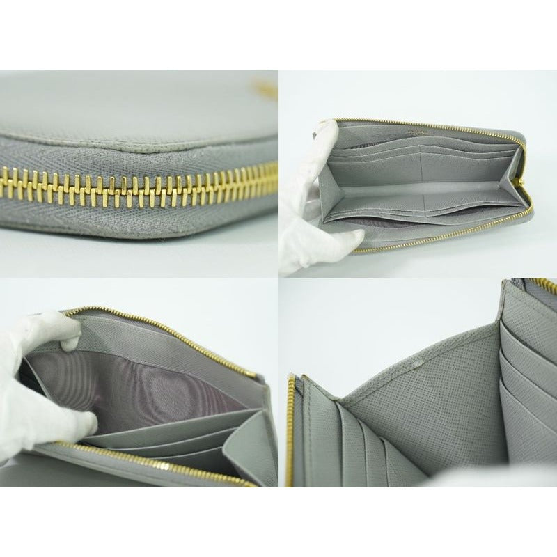 Prada Saffiano Metal Leather L-shape Zipper Long Wallet — view 8