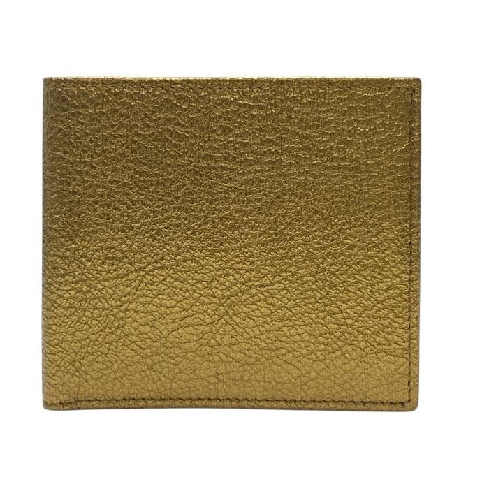 Yves Saint Laurent Bifold Wallet Folding Medium Gold Leather