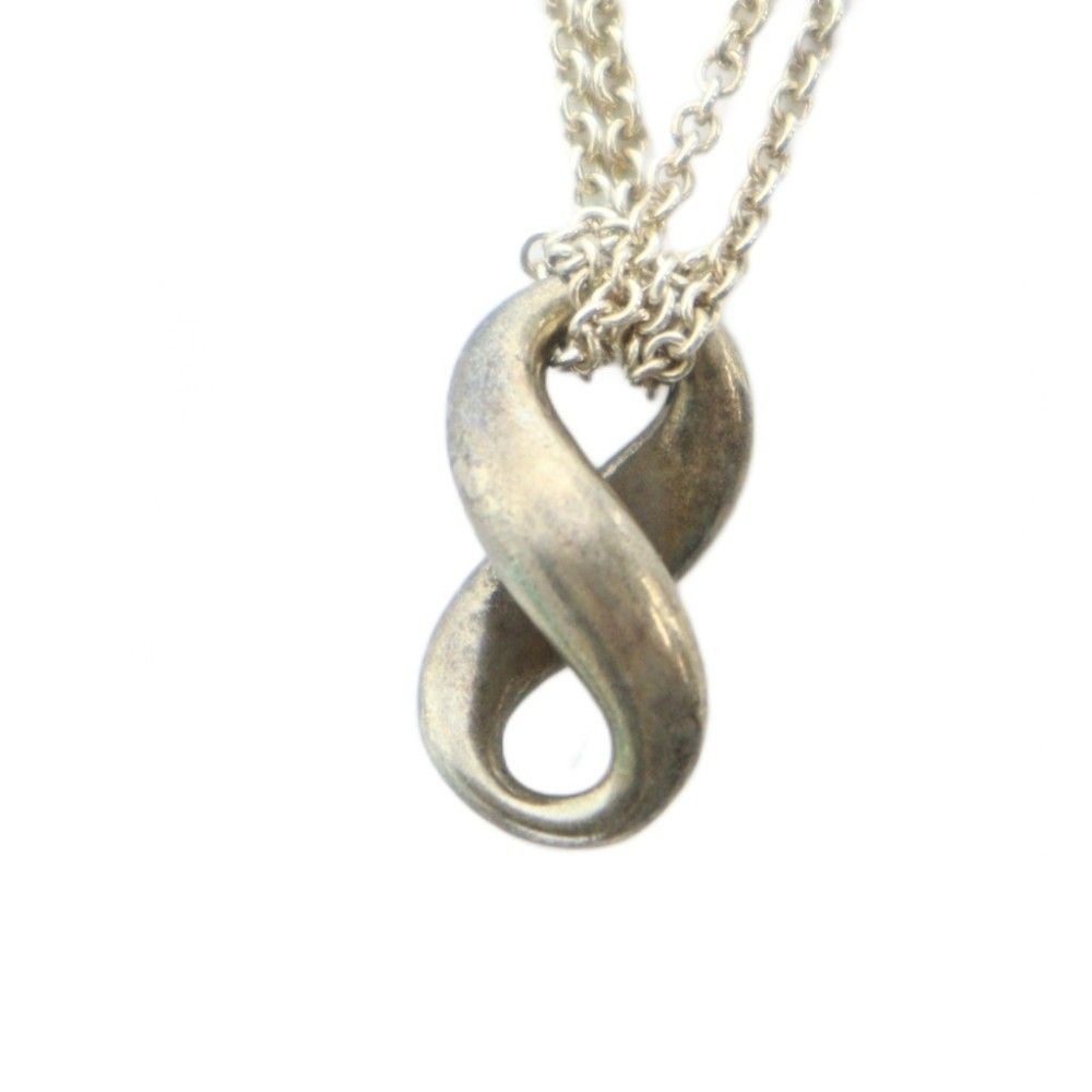 Tiffany & Co Infinity Double Chain Necklace Pendant Silver