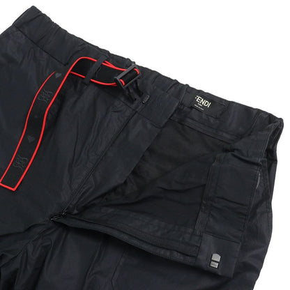 Fendi 2021 Fb0741 AHV5 100% Cotton Logo Buckle Belt Design Easy Pants Black 50